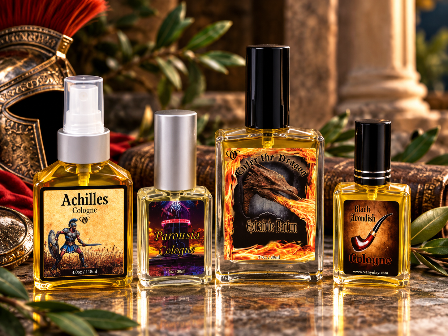 Achilles-Inspired Luxury Cologne Collection