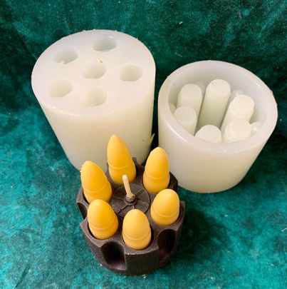 6 shooter Cylinder Candle 2 Silicone Molds total 7 Cavity 7032